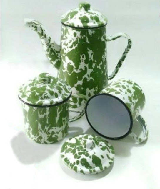 Set Teko Cangkir Lurik Jadul 1